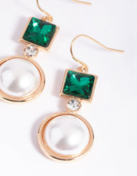 Green Pearl Drop Earrings - link has visual effect only