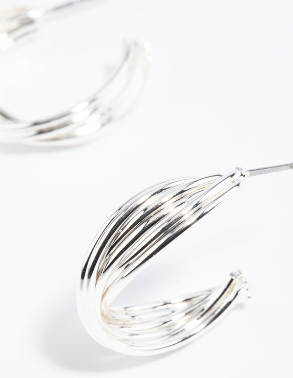 Silver Twisted Hoop Earrings