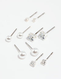 Silver Diamante Stud Earring 5-Pack - link has visual effect only