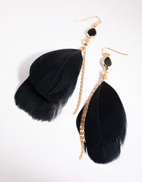 Black Feather Drop Earrings - link has visual effect only