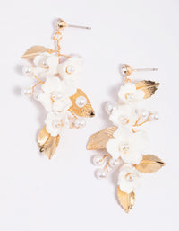 Frosted Flower Pearl Drop Earrings - link has visual effect only