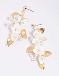 Frosted Flower Pearl Drop Earrings - link has visual effect only