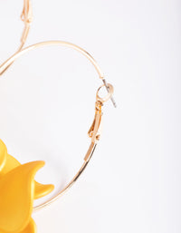 Matte Yellow Flower Hoop Earrings - link has visual effect only