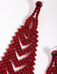 Matte Red V Diamante Drop Earrings - link has visual effect only