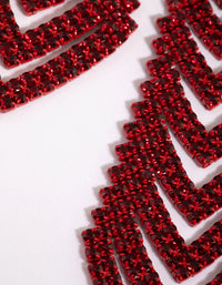 Matte Red V Diamante Drop Earrings - link has visual effect only