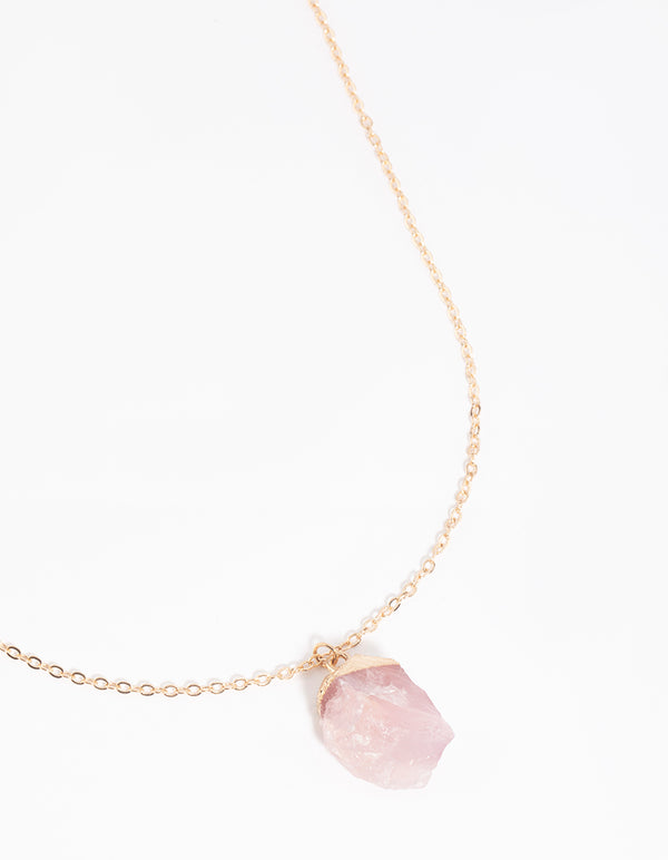 Gold Rose Quartz Necklace