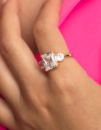 Gold Cubic Zirconia Engagement Ring - link has visual effect only