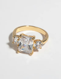 Gold Cubic Zirconia Engagement Ring - link has visual effect only