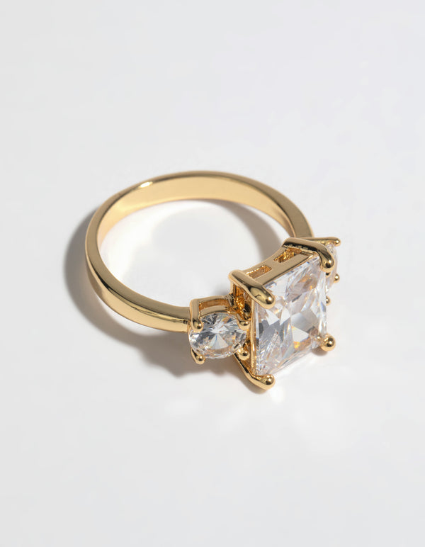 Gold Cubic Zirconia Engagement Ring