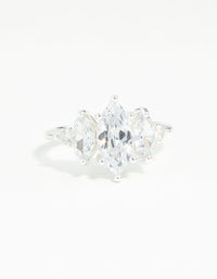 Silver Cubic Zirconia Navette Ring - link has visual effect only