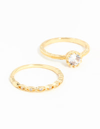 Gold Plated Cubic Zirconia Engaement Ring Stack - link has visual effect only