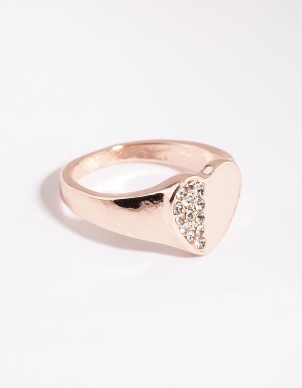 Rose Gold Diamante Heart Ring