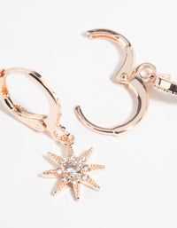 Rose Gold Diamante Celestial Huggie Hoop Earrings - link has visual effect only