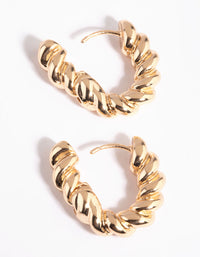 Gold Twisted Oval Huggie Hoop Earrings - link has visual effect only