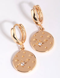 Gold Celestial Huggie Hoop Earrings - link has visual effect only