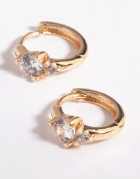 Gold Cubic Zirconia Huggie Hoop Earrings - link has visual effect only