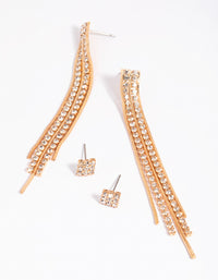 Gold Diamante Stud Earring Set - link has visual effect only