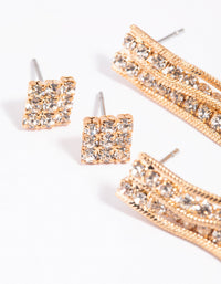 Gold Diamante Stud Earring Set - link has visual effect only