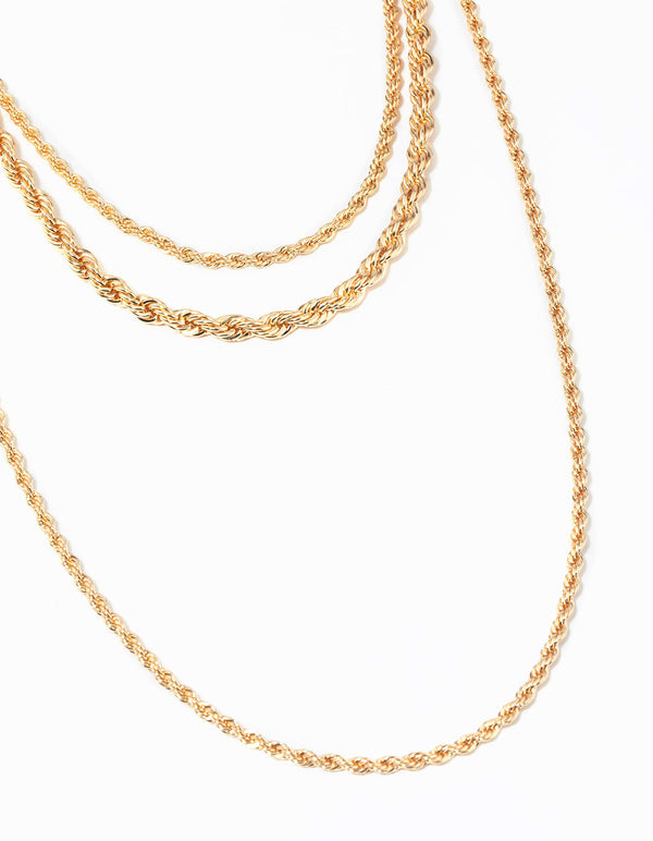 Gold Twisted Chain Layered Necklace