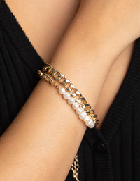 Gold Freshwater Pearl Bracelet Set - link has visual effect only