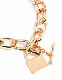 Gold Padlock Chain Bracelet - link has visual effect only