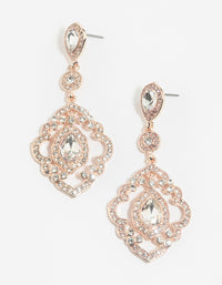 Rose Gold Diamante Drop Earrings - link has visual effect only