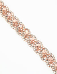 Rose Gold Diamante Link Bracelet - link has visual effect only