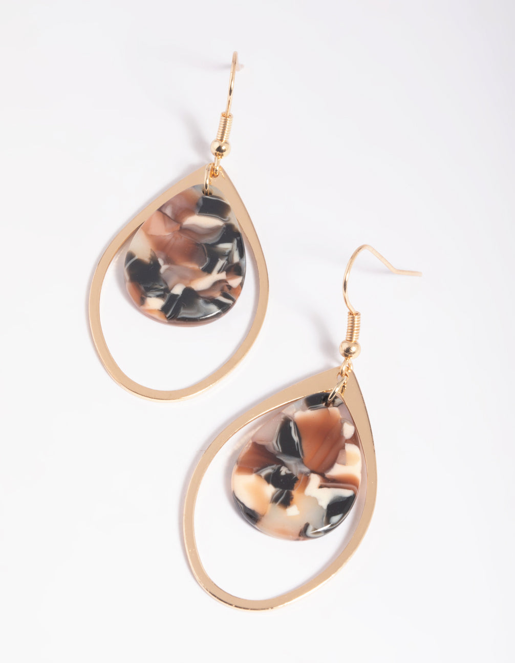 Brown Marbled Teardrop Earrings Lovisa
