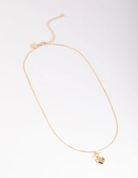 Gold Puffed Heart Fob Necklace - link has visual effect only