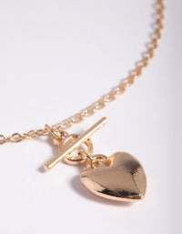 Gold Puffed Heart Fob Necklace - link has visual effect only