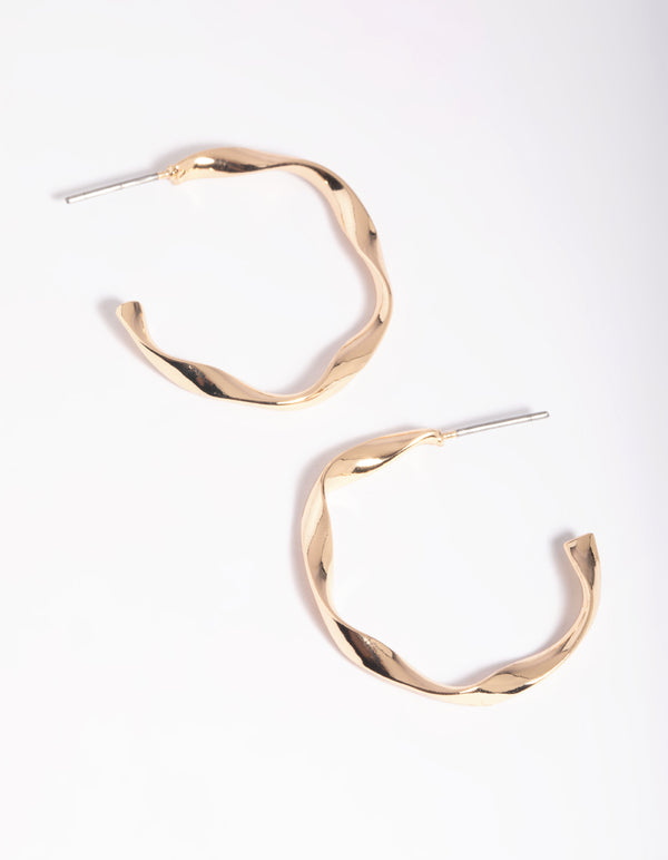 Gold Twisted Hoop Earrings