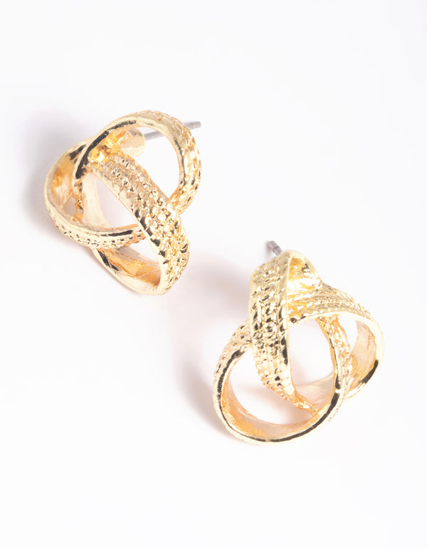 Gold Knot Stud Earrings