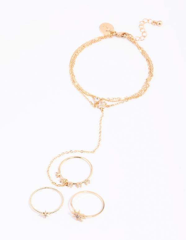 Gold Celestial Ring Hand Chain