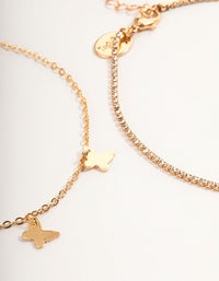 Gold Diamante Butterfly Anklet Pack - link has visual effect only