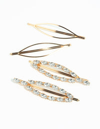 Gold Diamante Oval Clips - link has visual effect only