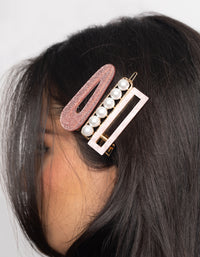 Pink Glitter Pearl Clips - link has visual effect only