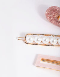 Pink Glitter Pearl Clips - link has visual effect only