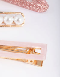 Pink Glitter Pearl Clips - link has visual effect only