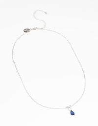 Rhodium Diamond Simulant Sapphire Necklace - link has visual effect only