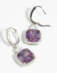 Purple Diamond Simulant Huggie Hoop Earrings - link has visual effect only