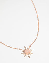 Rose Gold Plated Diamante & Quartz Sun Necklace - link has visual effect only