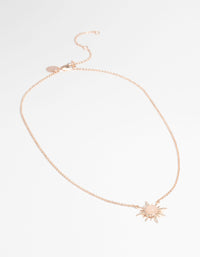 Rose Gold Plated Diamante & Quartz Sun Necklace - link has visual effect only