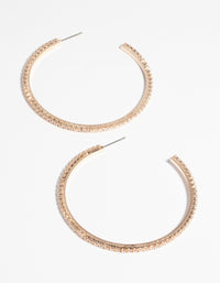 Gold Cubic Zirconia Pave Hoop Earrings - link has visual effect only