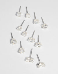 SIlver Cubic Zirconia Stud Earring 6-Pack - link has visual effect only