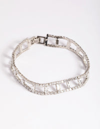 Silver Cubic Zirconia Ladder Bracelet - link has visual effect only