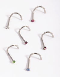 Surgical Steel Rainbow Diamante Nose Studs - link has visual effect only