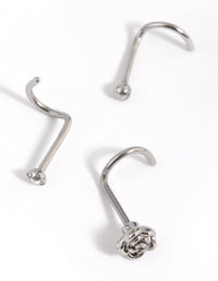 Surgical Steel Rose & Diamante Nose Studs - link has visual effect only