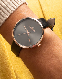 Rose Gold PU Strap Watch - link has visual effect only