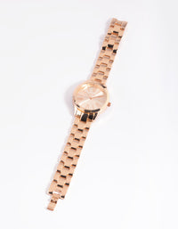 Rose Gold Roman Link Strap Watch - link has visual effect only