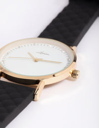 Gold & Black Diamante Watch - link has visual effect only